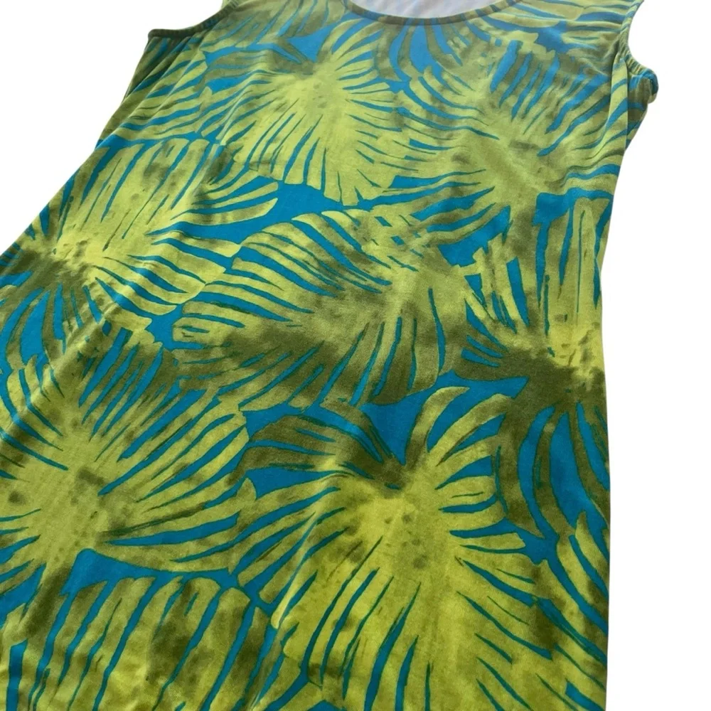 Tommy Bahama Women’s M Blue Green, Tropical Leaf Aloha Knit Shift Shirt Sundress